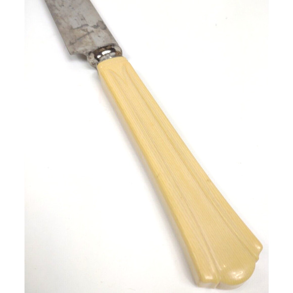 Vintage Butterscotch Bakelite Handle Stainless Steel Slicing Knife by Universal - Picture 5 of 6